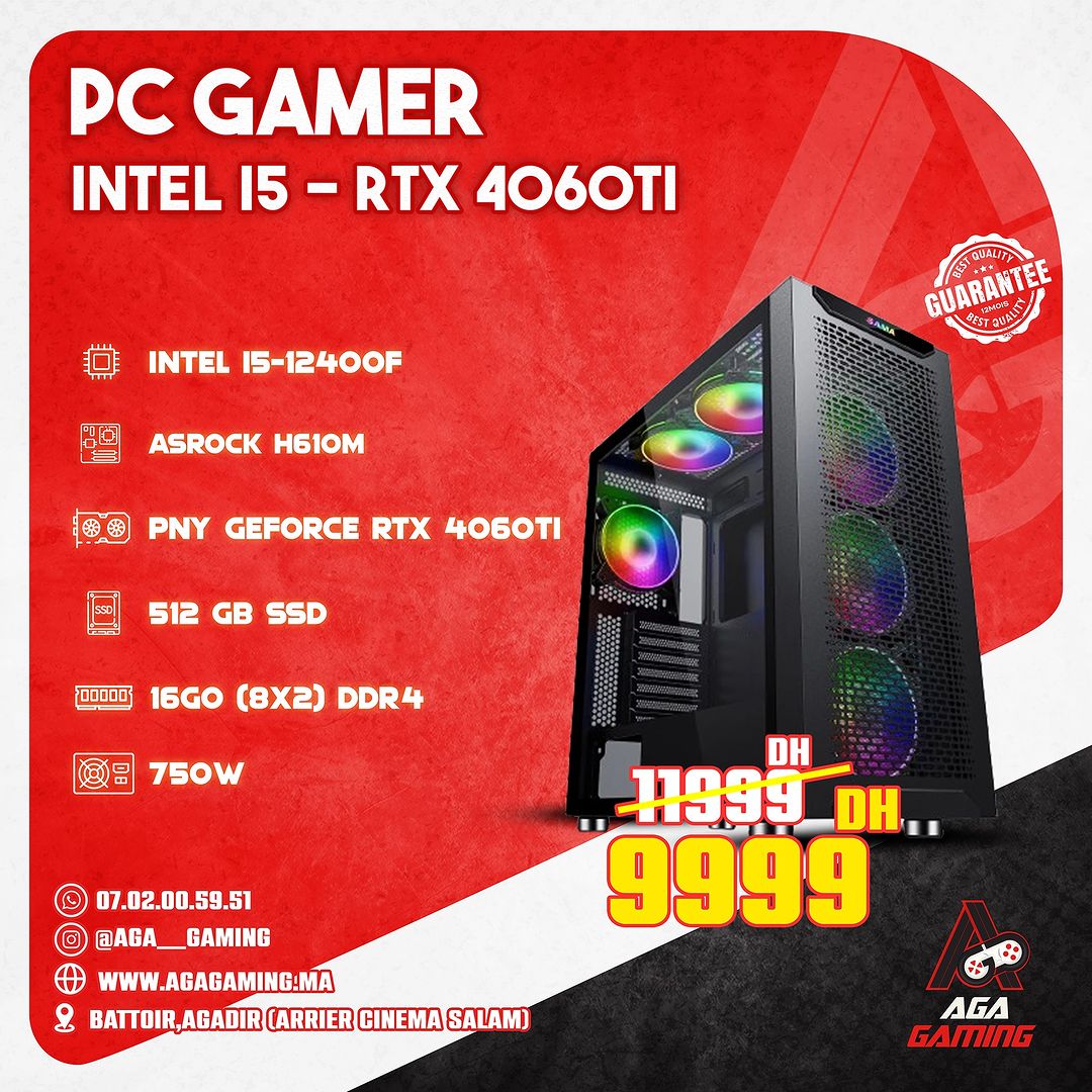 Pc Gamer intel I5 12400F / RTX 4060 TI