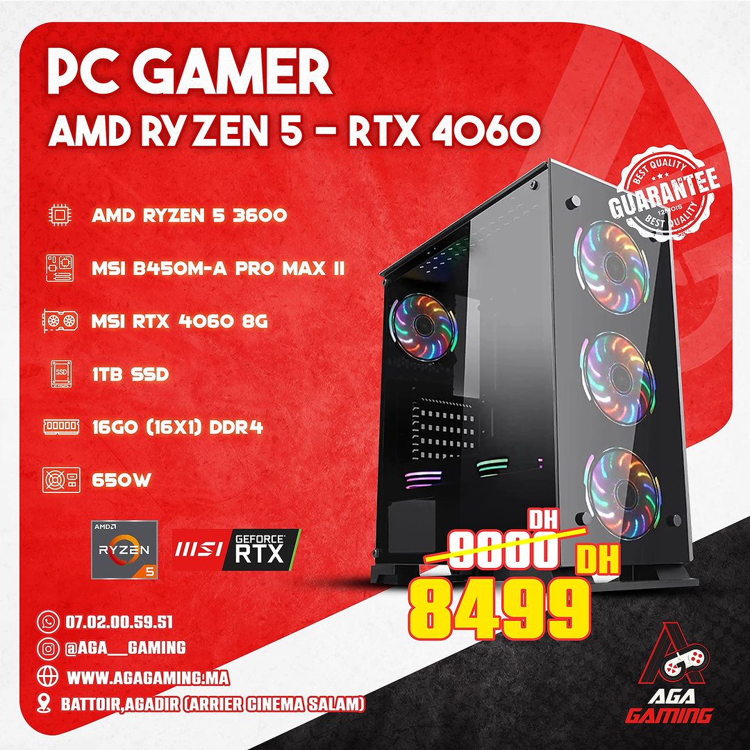 Pc Gamer Ryzen 5 3600 / rtx 4060 msi