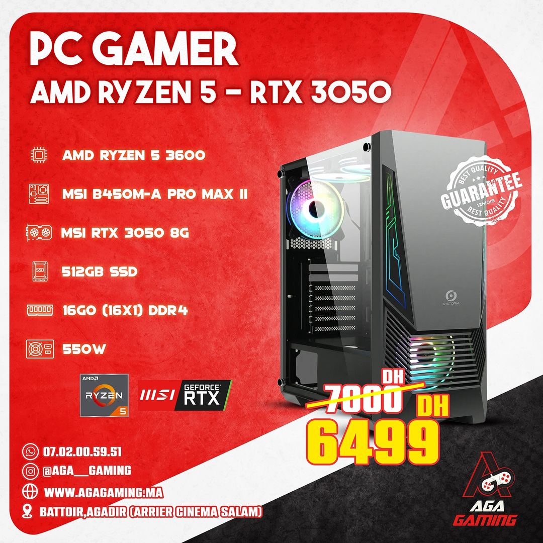 Pc Gamer AMD ryzen 5 3600/ RTX 3050 8Gb