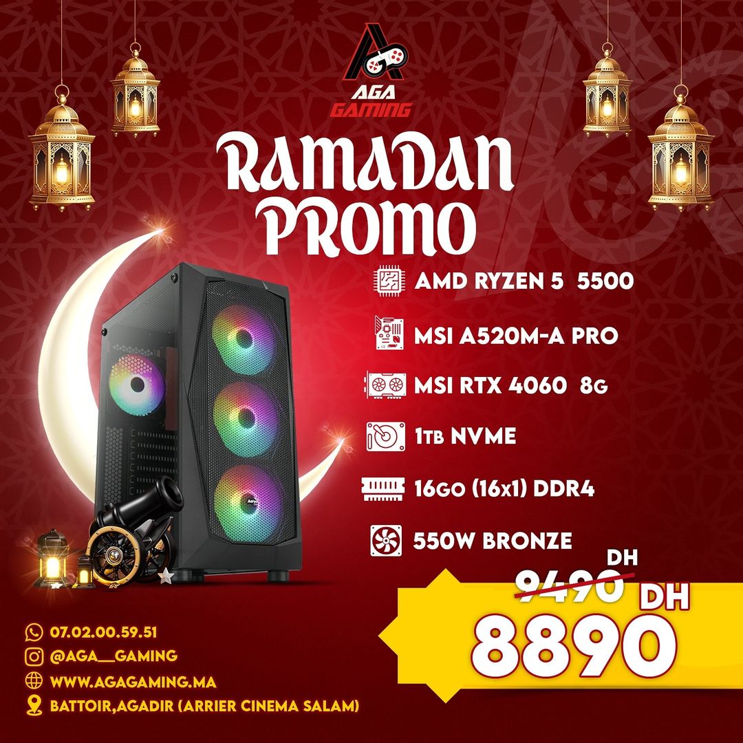 PC Gamer Ryzen 5 5500/16Gb/1TB NVMe/ RTX 4060 8Gb