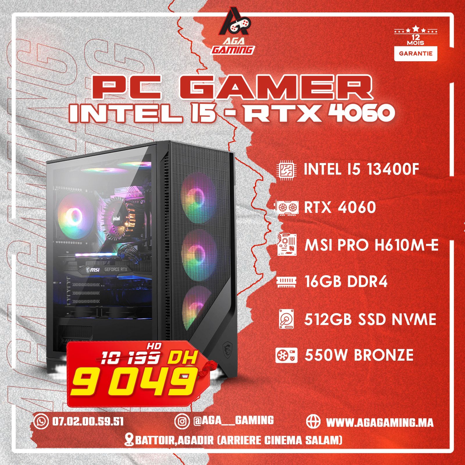 PC Gamer Intel i5-13400F/512GB SSD/16GB DDR4/RTX 4060