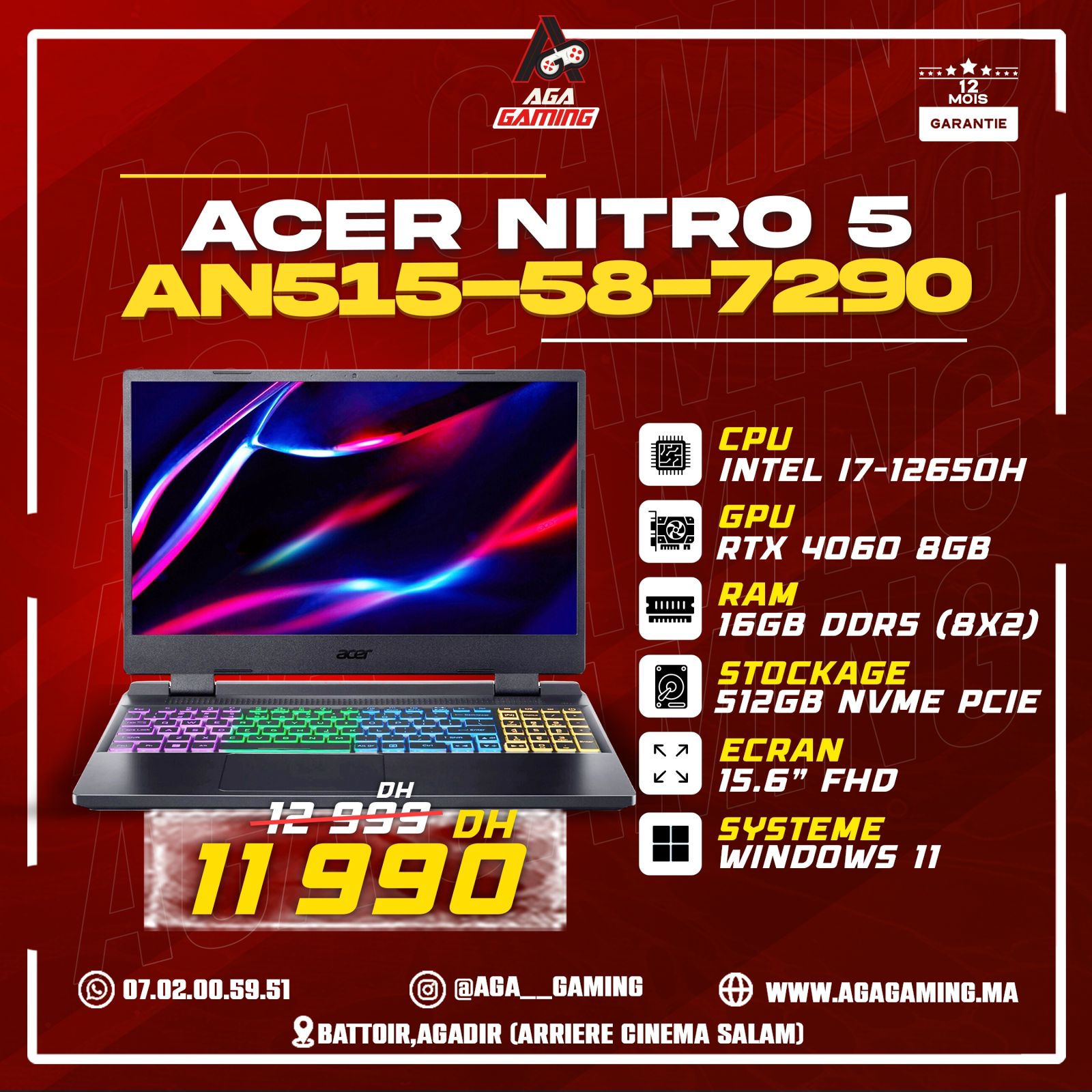 Acer Nitro 5 AN515-58-7290 i7-12650h/RTX 4060 8bg