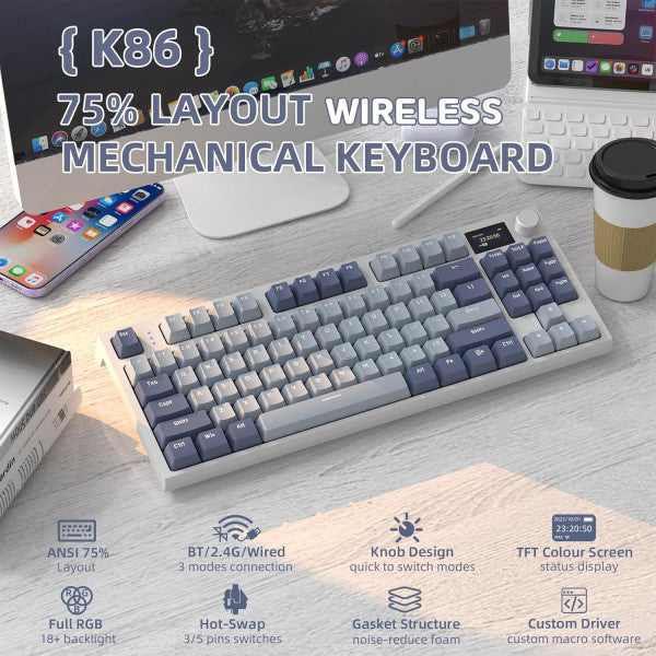 ATTACK SHARK K86 Lavender Blue (Blue Whale Switch)
