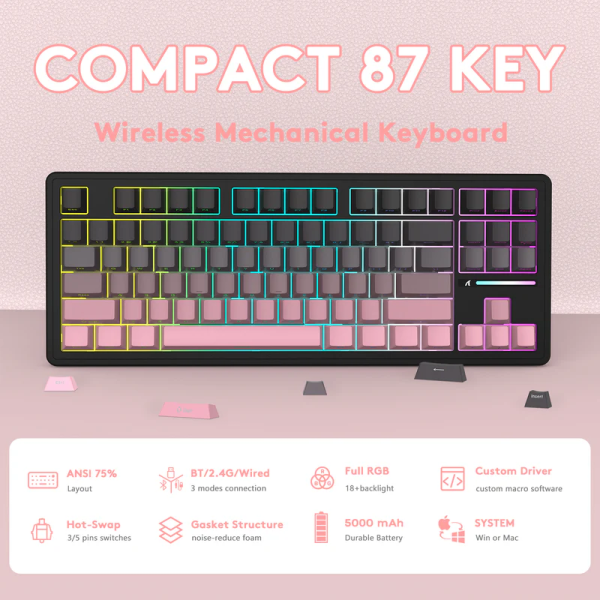 ATTACK SHARK M87 Pro V2 Blackberry (White Jade Switch)