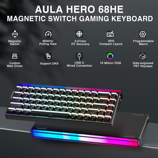AULA Hero 68 HE Black (Jade King Magnetic Switch)