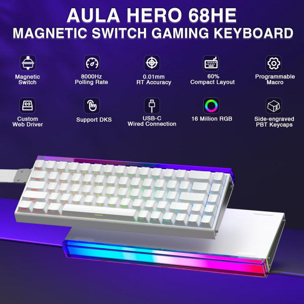 AULA Hero 68 HE Magnetic Switch (White)