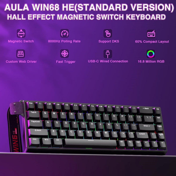 AULA WIN68 HE Black (Magnetic Switch)