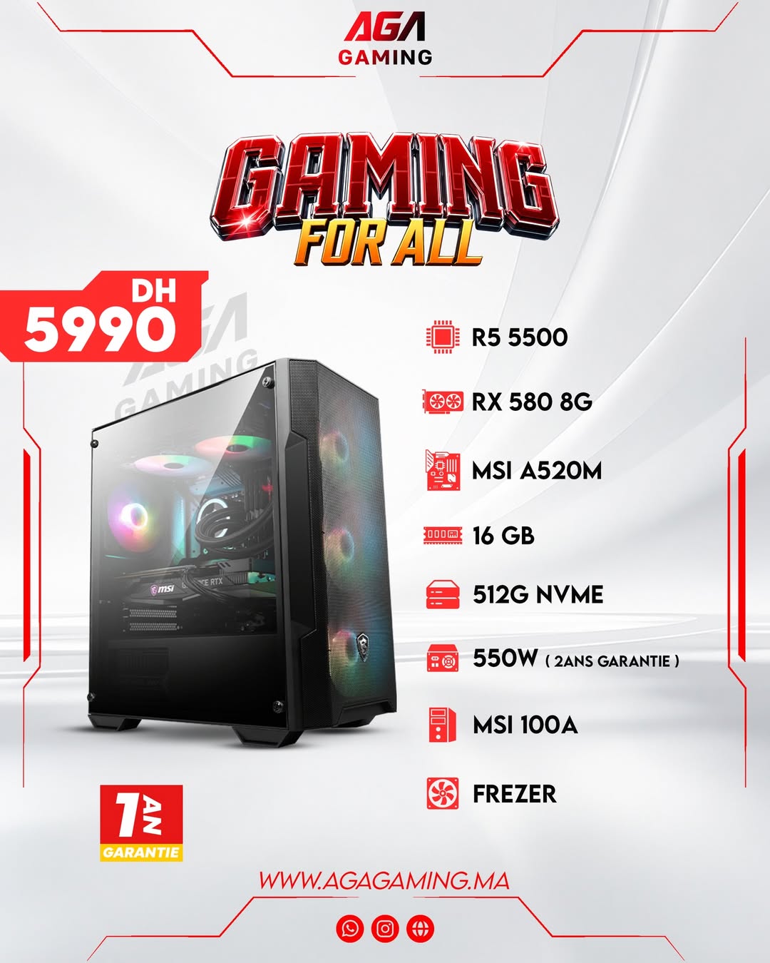 PC Gamer R5 5500 - RX 580 8G – AgaGaming