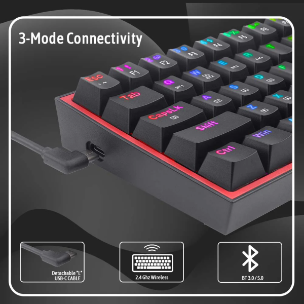 Redragon K616 Fizz PRO 60% Wireless RGB Red Switches (Black)