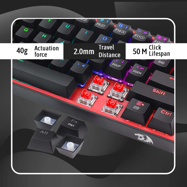 Redragon K616 Fizz PRO 60% Wireless RGB Red Switches (Black)