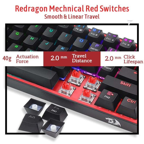 Redragon K617 Fizz 60% RGB Red Switches (Black)