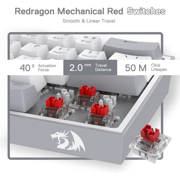 Redragon K617 Fizz 60% RGB Red Switches (Gray/White)