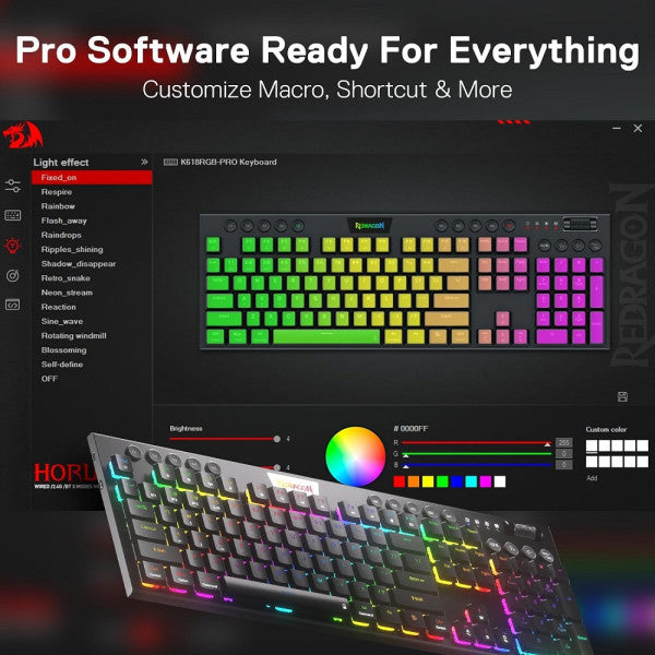 Redragon K618 PRO Wireless Low Profile Red Switches