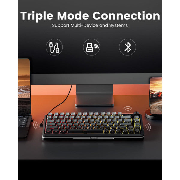 Redragon K708 Pro LCD Wireless Mechanical Keyboard (Gradient Gray)