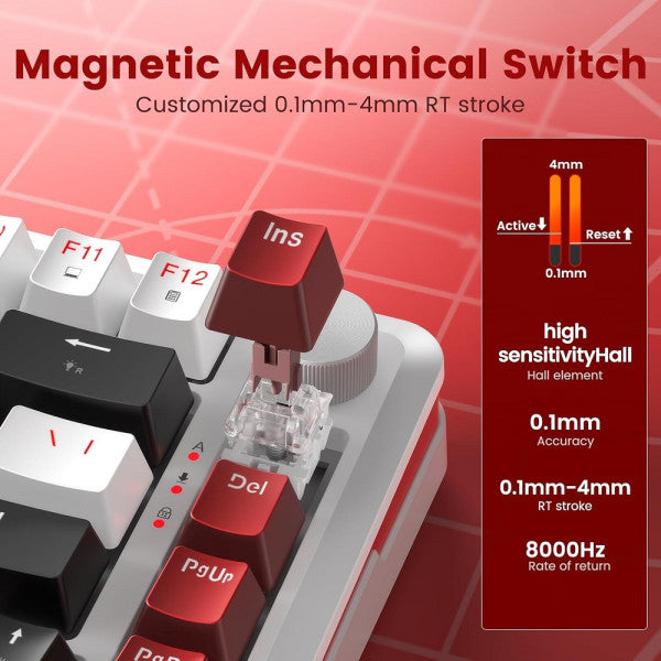 Redragon K721 Rapid Trigger Wired Mechanical Keyboard (Burgundy Red)