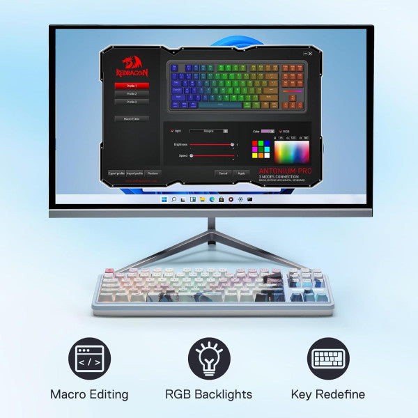 Redragon K728 Antonium Pro Wireless Mechanical Keyboard (Nova Azure)