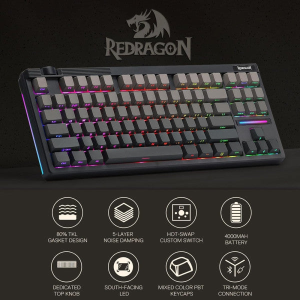 Redragon K729 OTIM Pro Wireless Mechanical Keyboard (Concrete Jungle)